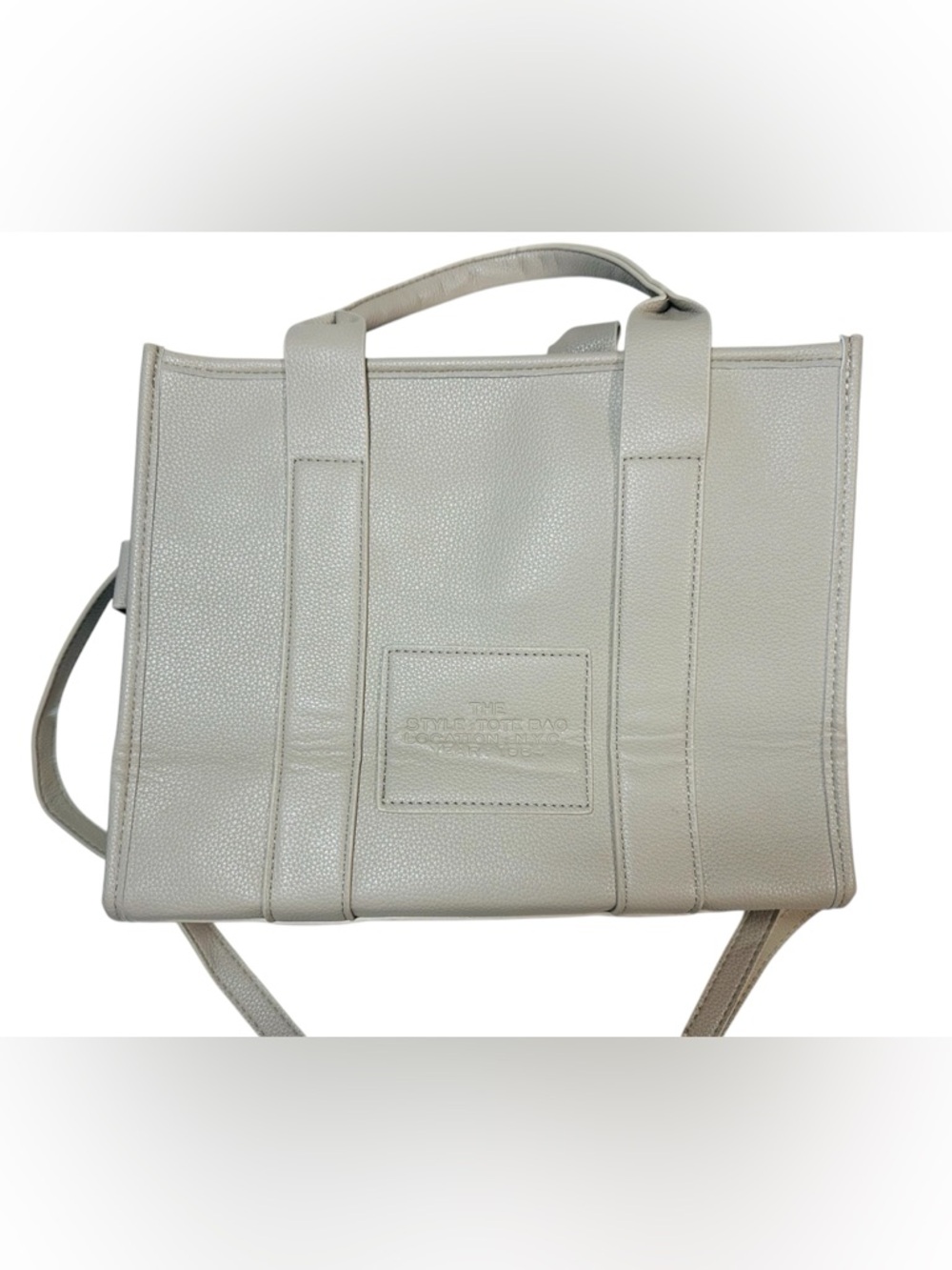 The Tote Bag Beige Leather Tote with Removable Strap - Picture 2 of 8